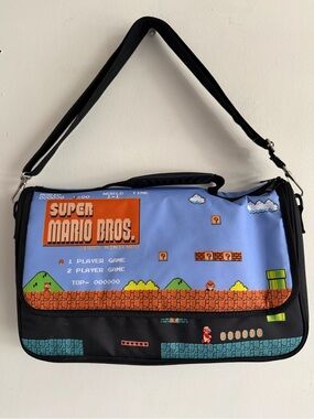 Nintendo Super Mario Bros. Light Blue & Black Messenger Bag